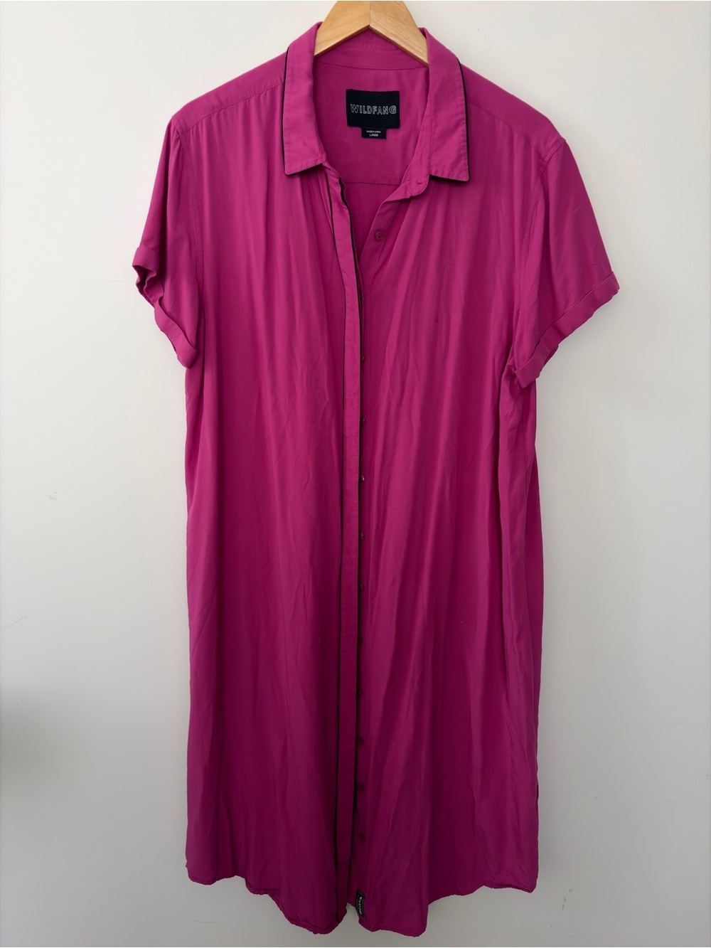 WILDFANG THE EMPOWER PIPED Shortsleeved SHIRT DRESS - Large
